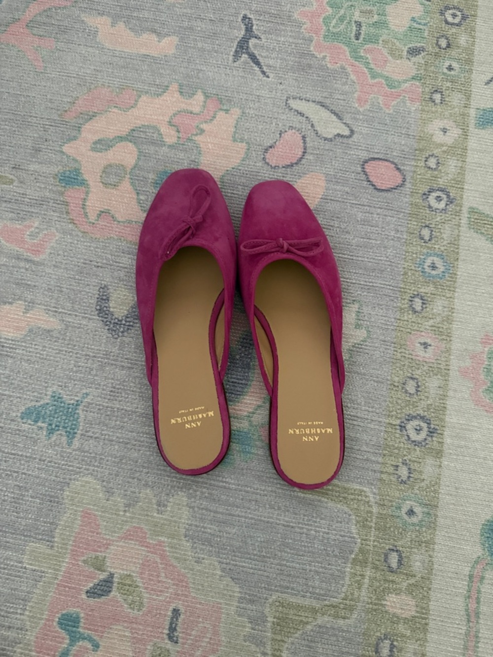 ANN MASHBURN Magenta Suede Ballet Flats with Bow